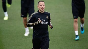 Hazard, en el entrenamiento del Real Madrid.