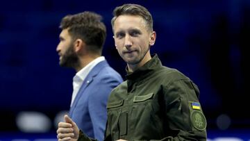 TURIN, ITALY - NOVEMBER 18: Sergiy Stakhovsky of Ukraine participates in a ceremony honoring ATP players for their retirement held on Day Six of the Nitto ATP Finals at Pala Alpitour on November 18, 2022 in Turin, Italy. (Photo by Matthew Stockman/Getty Images)