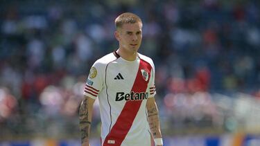 River Plate's Argentine midfielder #30 Franco Mastantuono looks on during the FIFA Club World Cup 2025 Group E football match between Argentina's River Plate and Japan's Urawa Red Diamonds at the Lumen Field stadium in Seattle on June 17, 2025. (Photo by JUAN MABROMATA / AFP)