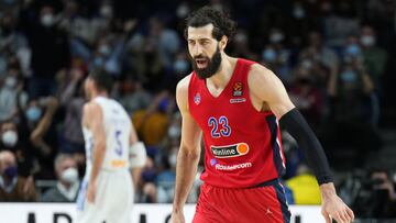 Tornike Shengelia, durante su etapa en el CSKA Mosc&uacute;, en un partido de Euroliga ante el Real Madrid en el WiZink Center.