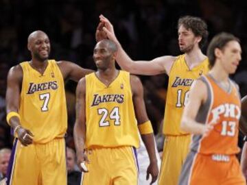 Lamar Odom, Kobe Bryant y Pau Gasol.