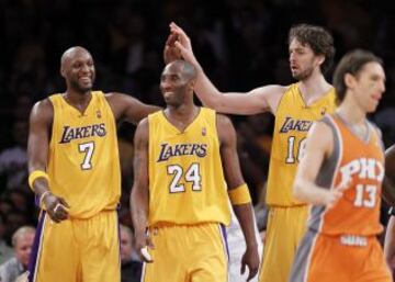 Lamar Odom, Kobe Bryant y Pau Gasol.