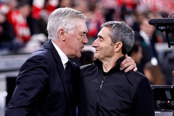 Carlo Ancelotti y Ernesto Valverde, técnicos del Real Madrid y Athletic Club respectivamente.