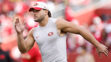San Francisco 49ers defensive end Nick Bosa crashed his teammates' interview to point to his “MAGA” hat and could be facing punishment by the league.