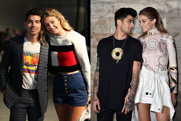 Gigi Hadid, con Joe Jonas y Zayn Malik