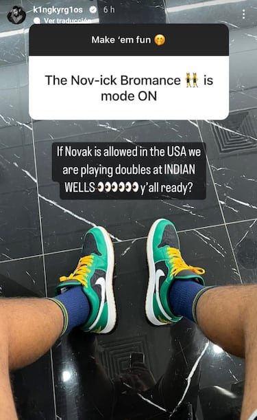 Kyrgios deja entrever un nuevo capítulo de su ‘bromance’ con Djokovic