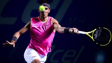 ACAPULCO, MEXICO - FEBRUARY 26: Rafael Nadal of Spain returns a ball during the match between Rafael Nadal of Spain and Mischa Zverev of Germany as part of the day 2 of the Telcel Mexican Open 2019 at Mextenis Stadium on February 26, 2019 in Acapulco, Mexico. (Photo by Hector Vivas/Getty Images)