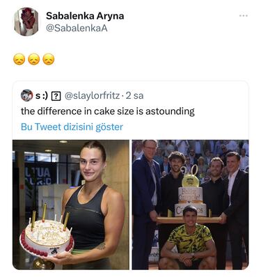 La queja de Sabalenka por su tarta de cumplea?os