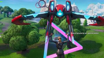 Fortnite Battle Royale: cómo conseguir el Fortbyte #67 al volar con el ala delta Represalia a través de los anillos de la plataforma celeste situada más al sur