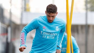 Valverde, en el entrenamiento del Real Madrid.