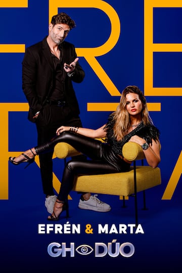 Efr¨¦n Reyero y Marta L¨®pez formar¨¢n d¨²o en el concurso, mostr¨¢ndose muy cari?osos ya desde el inicio.
Efr¨¦n es conocido por ser el segundo tronista hombre de 'Mujeres, Hombres y Viceversa', y tambi¨¦n ha participado como colaborador en otros programas de la cadena.
Una misma tarea que ha llevado a cabo Marta L¨®pez, que se dio a conocer por 'GH 2', y que ha participado en otros realities como 'Supervivientes'.