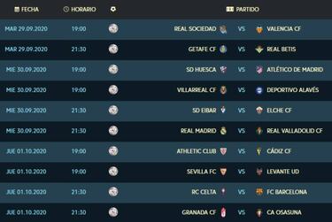 LaLiga cambia cuatro horarios de la 3ª jornada y pone los de la 4ª