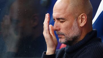 Pep Guardiola, entrenador del Manchester City, durante el partido ante el Crystal Palace.