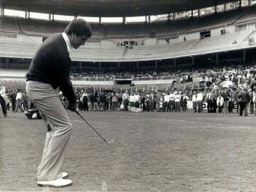 En 1983, Severiano Ballesteros realiz¨® una exhibici¨®n en la Castellana desde donde logr¨® elevar una bola m¨¢s de 22 metros (era lo que median las gradas del estadio en aquella ¨¦poca) y colarla dentro del Estadio Santiago Bernab¨¦u