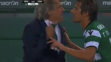 Fuerte discusión entre Coentrao y Jorge Jesús tras el segundo gol