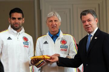 Falcao, Pékerman y el Presidente Juan Manuel Santos