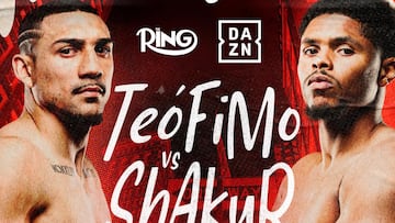 Cartel del combate entre Teófimo López y Shakur Stevenson.