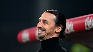 Soccer Football - Serie A - Monza v AC Milan - Stadio Brianteo, Monza, Italy - February 18, 2024 Former player Zlatan Ibrahimovic REUTERS/Alberto Lingria