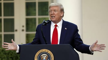 Donald J. Trump durante conferencia de prensa en Washington, DC, USA. Abril 27, 2020. 