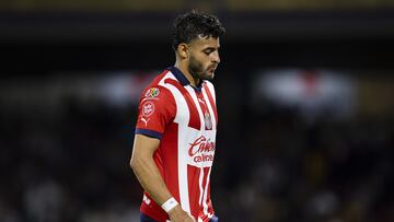 Alexis Vega of Guadalajara during the game Pumas UNAM vs Guadalajara, corresponding to Round 17 of the Torneo Apertura 2023 of the Liga BBVA MX, at Olimpico Universitario Stadium, on November 11, 2023. 

<br><br>

Alexis Vega de Guadalajara durante el partido Pumas UNAM vs Guadalajara, correspondiente a la Jornada 17 del Torneo Apertura 2023 de la Liga BBVA MX, en el Estadio Olimpico Universitario, el 11 de Noviembre de 2023