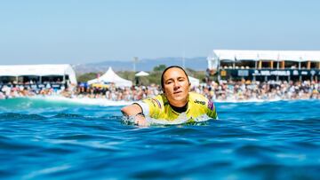 SAN CLEMENTE, CALIFORNIA, USA - SEPTEMBER 14: Four-time WSL Champion Carissa Moore of Hawaii surfing in the Title Match of the Rip Curl WSL Finals on September 14, 2021 at Lower Trestles, San Clemente, California. (Photo by Tony Heff/World Surf League)