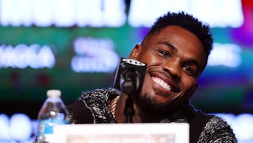 NEW YORK, NEW YORK - AUGUST 15: Jermell Charlo speaks to media during a press conference to preview their September 30 super middleweight undisputed championship fight against Canelo Alvarez (not pictured) at Palladium Times Square on August 15, 2023 in New York City. Sarah Stier/Getty Images/AFP (Photo by Sarah Stier / GETTY IMAGES NORTH AMERICA / Getty Images via AFP)