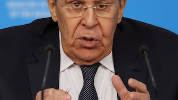 Russian Foreign Minister Sergei Lavrov speaks during his annual press conference in Moscow, Russia January 20, 2026. REUTERS/Shamil Zhumatov