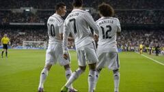 James, Cristiano y Marcelo celebrando el 1-0 ante el Athletic.