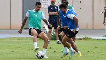 CHUMI, jugador de la UD Almería durante el entrenamiento de hoy