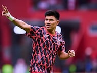 Jesus Gallardo of Toluca during the final second leg match between Toluca and America as part of the Liga BBVA MX, Torneo Clausura 2025 at Nemesio Diez Stadium on May 25, 2025 in Toluca, Estado de Mexico, Mexico.