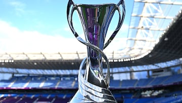 Soccer Football - Women's Champions League - Final - VfL Wolfsburg v Olympique Lyonnais - Reale Arena, San Sebastian, Spain - August 30, 2020 General view of the trophy before the match, as play resumes behind closed doors following the outbreak of the coronavirus disease (COVID-19) Pool via REUTERS/Gabriel Bouys
