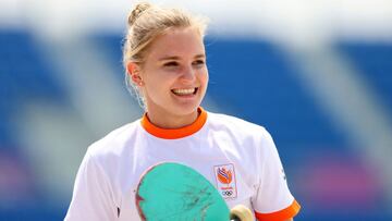 TOKYO, JAPAN - JULY 26: Roos Zwetsloot of Team Netherlands smiles during the Women's Street Final on day three of the Tokyo 2020 Olympic Games at Ariake Urban Sports Park on July 26, 2021 in Tokyo, Japan. (Photo by Patrick Smith/Getty Images)