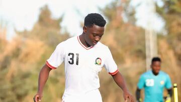 Aldrine Kibet, durante un partido con la selección de Kenia.