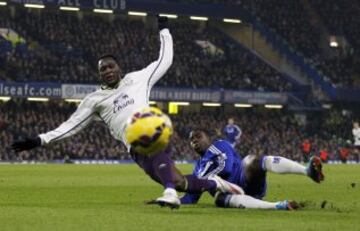 Chelsea-Everton.  Romelu Lukaku y Kurt Zouma del Chelsea.