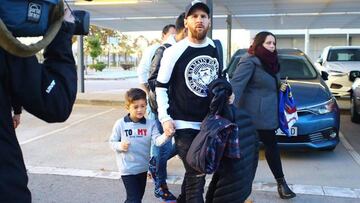 Messi, llegando al Bernabéu para ver la final de la Copa Libertadores.