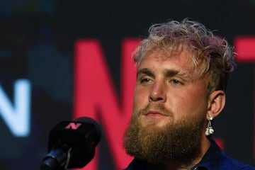 Boxer Jake Paul attends a news conference, ahead of a sanctioned professional fight versus Mike Tyson which set to take place at AT&T Stadium in Arlington, Texas on July 20, in New York City, U.S., May 13, 2024. REUTERS/David 'Dee' Delgado   REFILE - QUALITY REPEAT