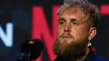 Boxer Jake Paul attends a news conference, ahead of a sanctioned professional fight versus Mike Tyson which set to take place at AT&T Stadium in Arlington, Texas on July 20, in New York City, U.S., May 13, 2024. REUTERS/David 'Dee' Delgado REFILE - QUALITY REPEAT