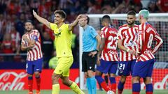 Gerard Moreno celebra su gol al Atlético, el 0-2 del Villarreal.