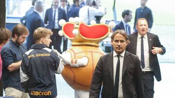 SAN SEBASTI?N, 19/09/2023.- El entrenador del Inter de Mil¨¢n, Simone Inzaghi, ofrece una rueda de prensa en el estadio Reale Arena de San Sebasti¨¢n, este martes, en la v¨ªspera del partido del grupo D de Liga de Campeones frente a la Real Sociedad. EFE/Juan Herrero