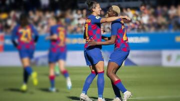 Jenni Hermoso y Oshoala, jugadoras del Bar&ccedil;a. 