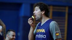 GRAF3937. MADRID, 08/08/2019.- El jugador de la Selecci&oacute;n espa&ntilde;ola de baloncesto masculina Sergio Llull durante el entrenamiento de cara a la Copa del Mundo de China, que comienza el pr&oacute;ximo 31 de agosto, este jueves en el pabell&oacu