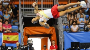 El gimnasta espa&ntilde;ol Ray Zapata compite durante los Juegos Mediterr&aacute;neos de Tarragona 2018.