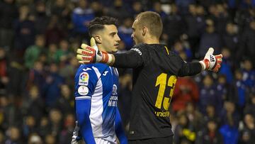 07/03/18 LLEIDA PARTIDO SUPERCOPA DE CATALUNYA SUPER COPA DE CATALUNYA CATALU&Ntilde;A 
 BARCELONA  -   ESPANYOL 
 Mario Hermoso (RCD Espanyol) y Jasper Cillessen (FC Barcelona)