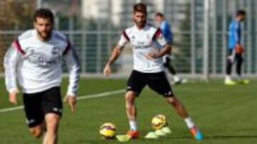 Sergio Ramos, en el entrenamiento del Real Madrid.