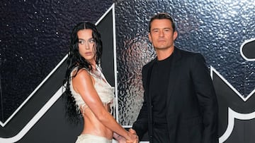 ELMONT, NEW YORK - SEPTEMBER 11: Katy Perry and Orlando Bloom arrive at the 2024 MTV Video Music Awards on September 11, 2024 in New York City. (Photo by Gotham/WireImage)