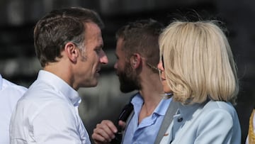 France's President Emmanuel Macron and his wife Brigitte Macron visit at Borobudur Temple in Magelang, Java, Indonesia, May 29, 2025. YASUYOSHI CHIBA/Pool via REUTERS