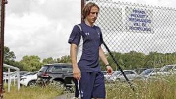 <b>APARTADO. </b>Modric, volviendo de entrenarse en solitario.
