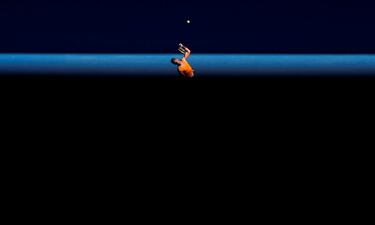 Rafael Nadal en acción durante un partido frente a Tomas Berdych en el Abierto de Australia de 2019. 