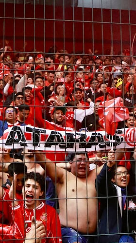 MEX1300. TOLUCA (MÉXICO), 14/12/2025.- Aficionados del Toluca celebran este domingo, al ganar la final de la Liga MX en el estadio Nemesio Diez en Toluca (México). EFE/Felipe Gutiérrez