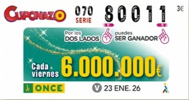 Cuponazo de la ONCE: comprobar los resultados del sorteo hoy, viernes 23 de enero